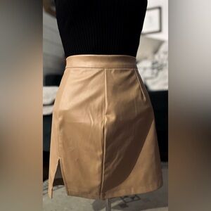 SHEIN Tan Faux Leather Mini Skirt